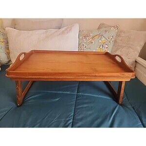 Danish Modern Goodwood Teak Breakfast in Bed Folding Laptop Tray Table 2…